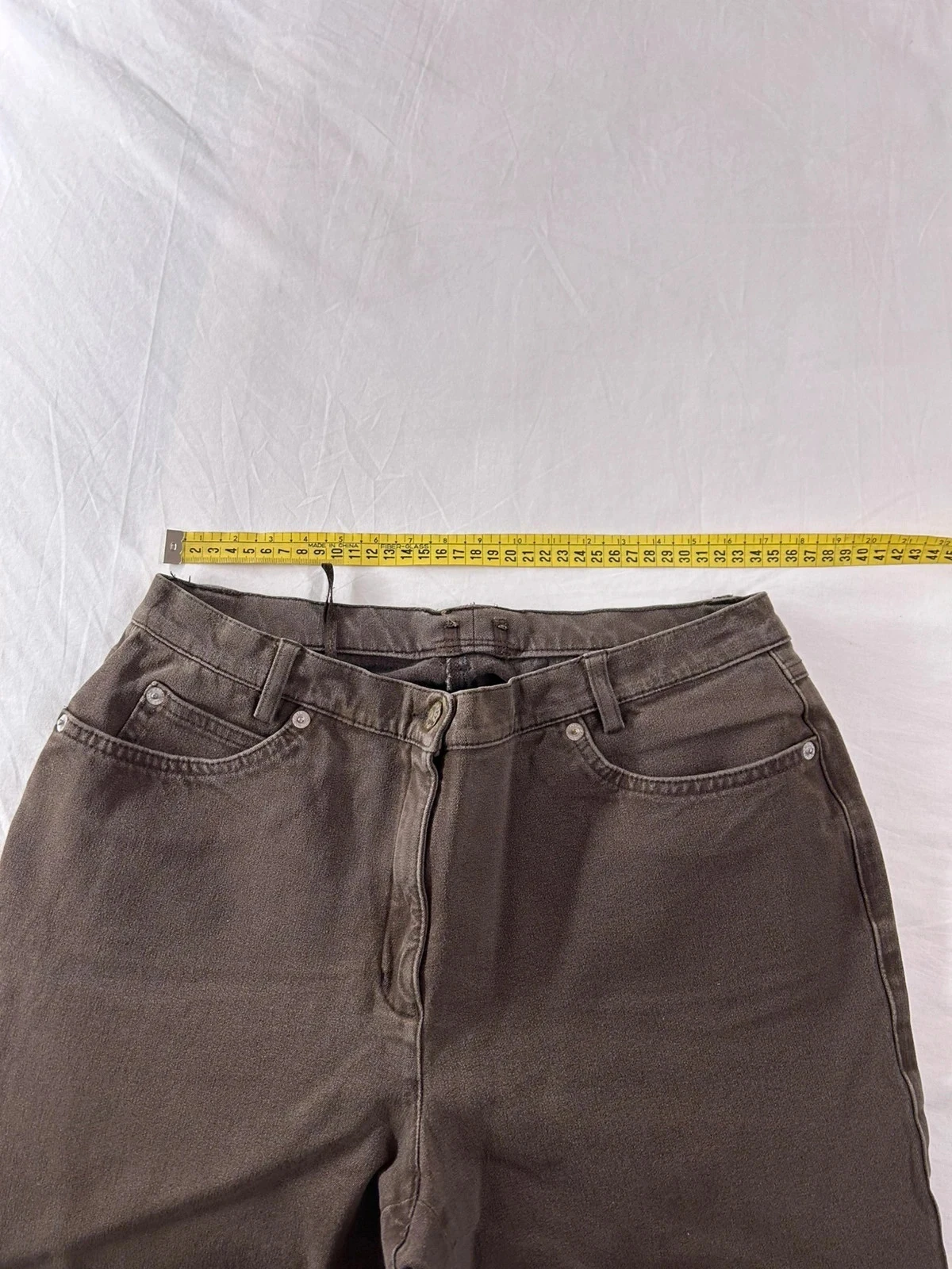 Gevlochten vintage bruine beige wijde jean met print M – photo 6